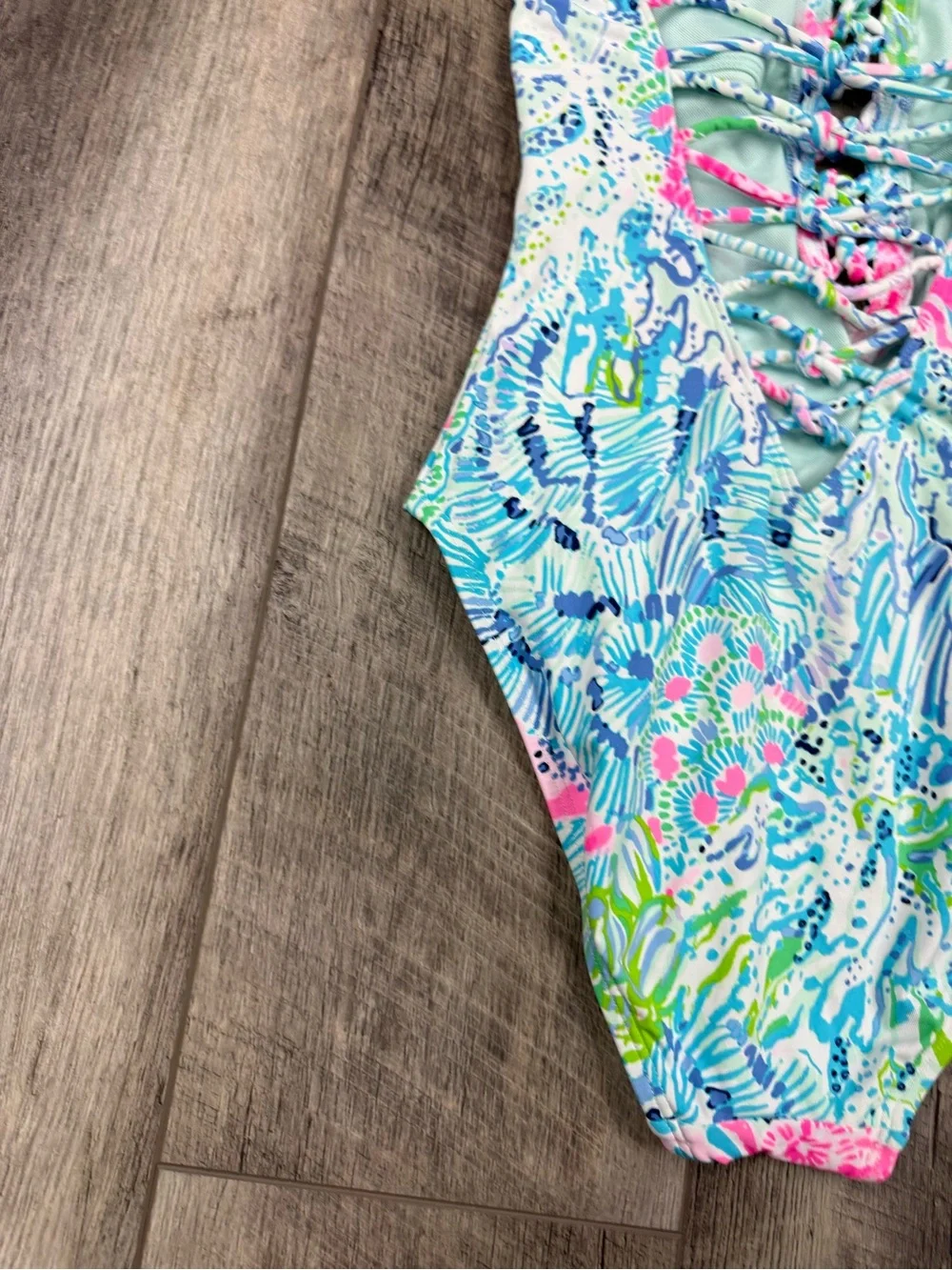 Lilly‎ Pulitzer Teal Lattice One Piece Swimsuit
